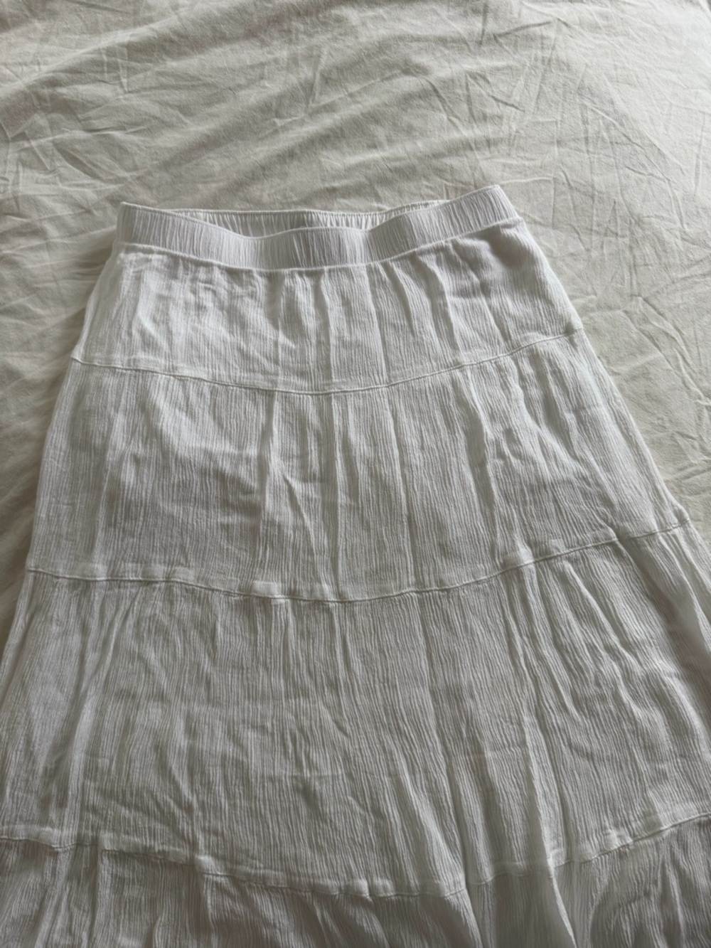 Vintage Garage White Tiered Maxi Skirt